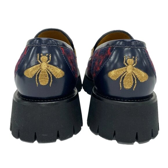 GUCCI Horsebit - Dark Navy Red Black Wool Men's Other Style Shoes 430-021125 - Picture 3 of 8